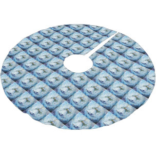 Blue Winter Tree Skirt Polyester Weihnachtsbaumdecke