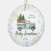 Blue Winter Truck We're Expecting Eltern Keramik Ornament (Links)