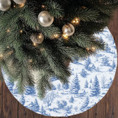 Blue Winter Village Toile Christmas Polyester Weihnachtsbaumdecke