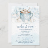 Blue Winter Watercolor Cookies und Kakao-Party Einladung (Vorderseite)