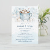 Blue Winter Watercolor Cookies und Kakao-Party Einladung (Stehend Vorderseite)
