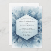 Blue Winter Wedding Einladung (Vorne/Hinten)