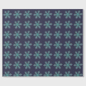 Blue Winter Weihnachten Snowflake Patente Urlaub Geschenkpapier (Flach)
