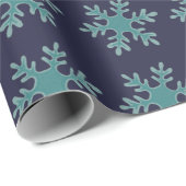 Blue Winter Weihnachten Snowflake Patente Urlaub Geschenkpapier (Rolleneckpunkt)