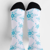 Blue Winter Weihnachten Whimsical Schneeflocken Pa Socken (Oben)