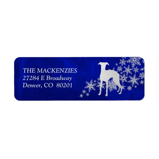 Blue Winter Whippet Hund Rücksendeadresse (Vorne)