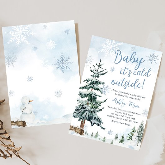 Blue Winter Wonderland Baby Dusche Einladung