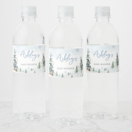 Blue Winter Wonderland Baby Dusche Wasserflaschenetikett