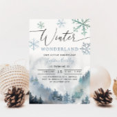 Blue Winter Wonderland Boy Birthday Einladung