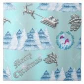 Blue Winter Wonderland Christmas Fliese (Vorderseite)