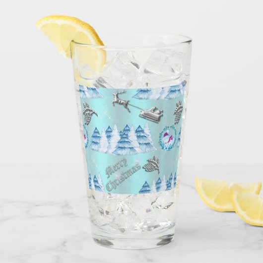 Blue Winter Wonderland Christmas Glas (Vorderseite Ice)
