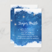 Blue Winter Wonderland Diaper Raffle Card Begleitkarte (Vorne/Hinten)