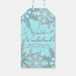 Blue Winter Wonderland Elegante Schneeflocken Hoch Geschenkanhänger