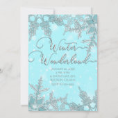 Blue Winter Wonderland Elegante Schneeflocken Süß  Einladung (Rückseite)