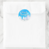 Blue Winter Wonderland Frohe Weihnachten Runder Aufkleber (Tasche)