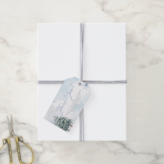 Blue Winter Wonderland - Geschenk und Gefallen Geschenkanhänger (Mit Garn)