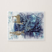 Blue Winter Wonderland mit Doe Deer Puzzle (Horizontal)