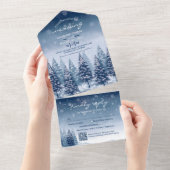 Blue Winter Wonderland Pine Christmas All In One Einladung (Abreißen)