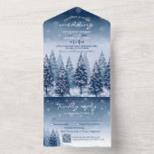 Blue Winter Wonderland Pine Christmas All In One Einladung (Innen Boden)