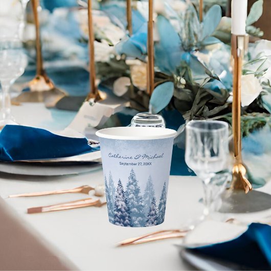 Blue Winter Wonderland Pine Christmas Pappbecher
