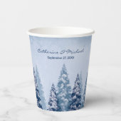Blue Winter Wonderland Pine Christmas Pappbecher (Rückseite)