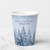 Blue Winter Wonderland Pine Christmas Pappbecher (Vorderseite)
