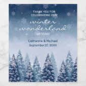 Blue Winter Wonderland Pine Christmas Weinetikett (Einzelnes Label)