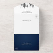 Blue Winter Wonderland Pine Trees Wedding All In One Einladung (Außenbereich)