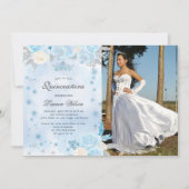 Blue Winter Wonderland Quinceanera Einladung (Vorderseite)