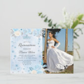 Blue Winter Wonderland Quinceanera Einladung (Stehend Vorderseite)