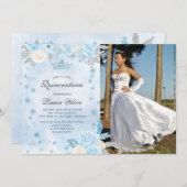 Blue Winter Wonderland Quinceanera Einladung (Vorne/Hinten)