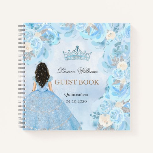 Blue Winter Wonderland Quinceanera Gästebuch Notizblock (Vorderseite)