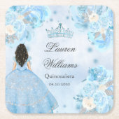 Blue Winter Wonderland Quinceanera Party Rechteckiger Pappuntersetzer (Vorderseite)
