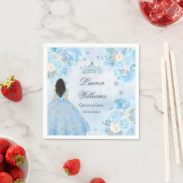 Blue Winter Wonderland Quinceanera Party Serviette