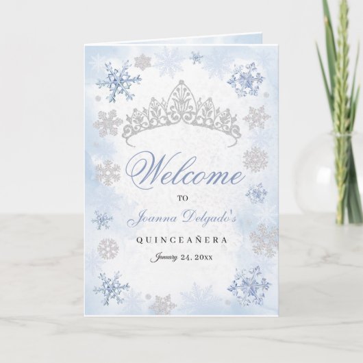 Blue Winter Wonderland Quinceanera Programm (Vorderseite)
