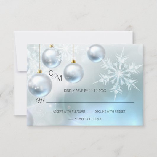 Blue Winter Wonderland Snow Scene UAWG Wedding RSVP Karte (Vorderseite)