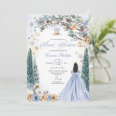 Blue Winter Wonderland Snowflake 16 . Geburtstag Einladung (Stehend Vorderseite)