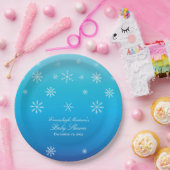 Blue Winter Wonderland Snowflake Baby Dusche Pappteller (Party)