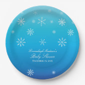Blue Winter Wonderland Snowflake Baby Dusche Pappteller (Vorderseite)