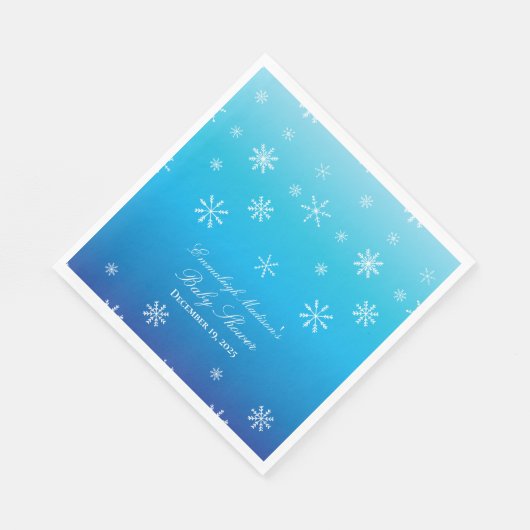 Blue Winter Wonderland Snowflake Baby Dusche Serviette (Ecke)