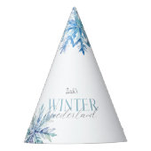 Blue Winter Wonderland Snowflake First Birthday Partyhütchen (Vorderseite)