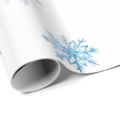 Blue Winter Wonderland Snowflake First Birthday Wr Geschenkpapier (Rolleneckpunkt)