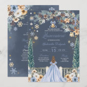 Blue Winter Wonderland Snowflake Quinceanera Einladung (Vorne/Hinten)