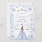 Blue Winter Wonderland Snowflake Quinceanera Einladung (Vorderseite)
