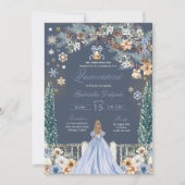 Blue Winter Wonderland Snowflake Quinceanera Einladung (Vorderseite)