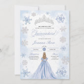Blue Winter Wonderland Snowflake Quinceanera Einladung (Vorderseite)