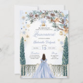 Blue Winter Wonderland Snowflake Quinceanera Einladung (Vorderseite)