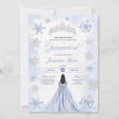 Blue Winter Wonderland Snowflake Quinceanera Einladung (Vorderseite)