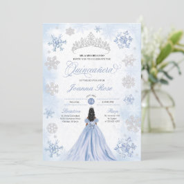 Blue Winter Wonderland Snowflake Quinceanera Einladung
