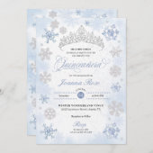 Blue Winter Wonderland Snowflake Quinceanera Einladung (Vorne/Hinten)